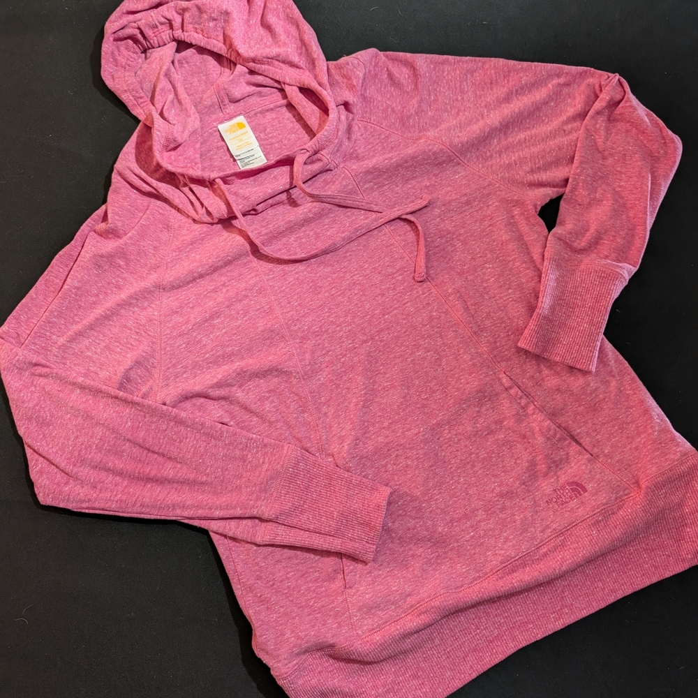 The North Face Women's L Red Pullover Hoodie Knit Drawstring Kangaroo Pocket